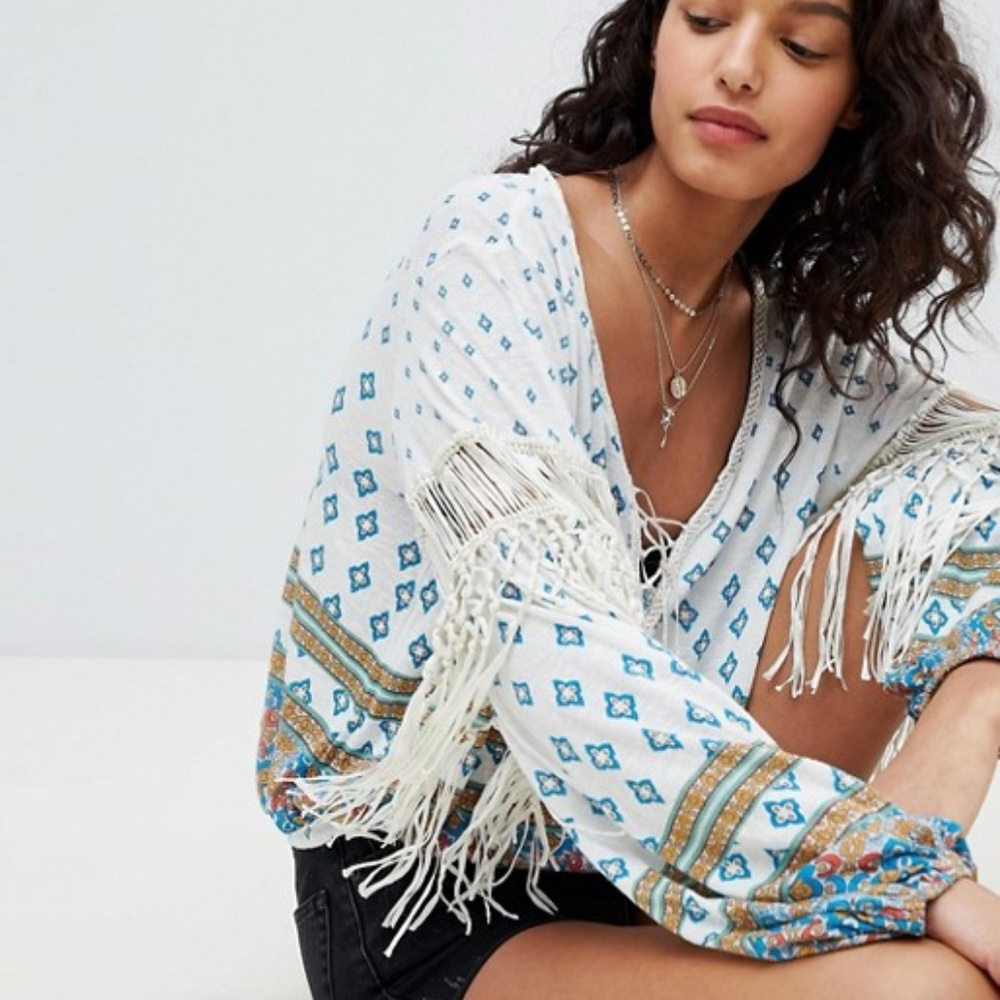Free People Macra Maze Me Printed Blouse